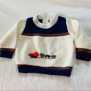 Vintage Baby Embroidered Train Sweater